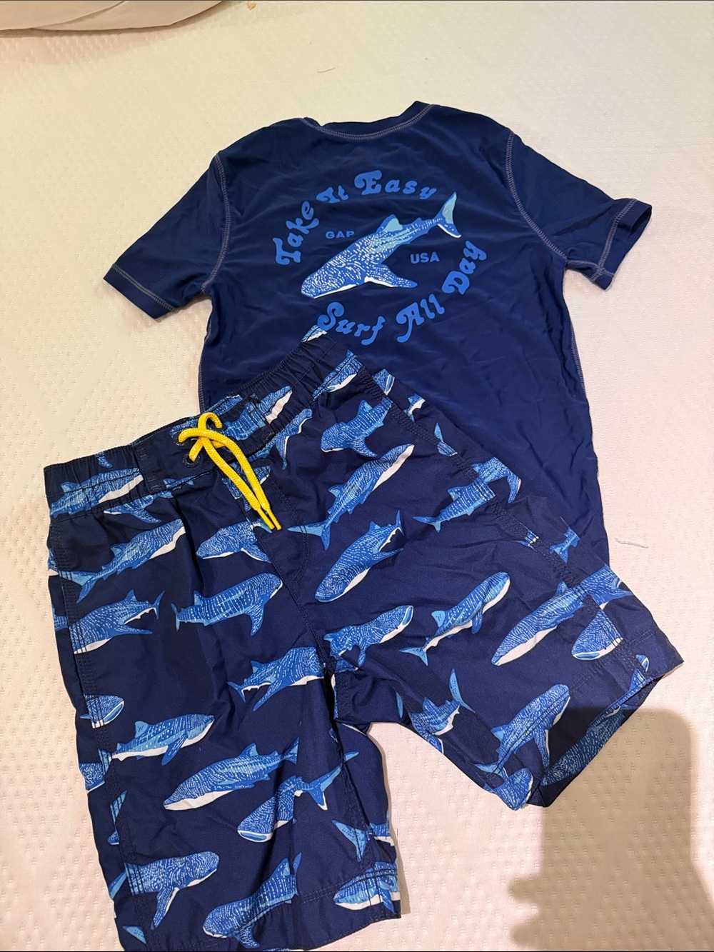 GAP Navy & Yellow Shark Swim Set